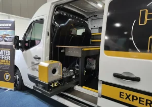 Customised van interior with tools and equipment.